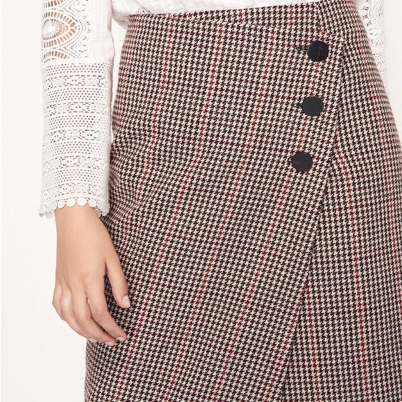 BA&SH Jupe Pernille - houndstooth wool asymmetrical midi skirt - Picture 4 of 10